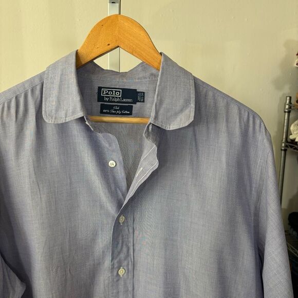 Ralph Lauren Blue Dressy Button Down Shirt club 100% cotton 👔 club - Picture 4 of 6